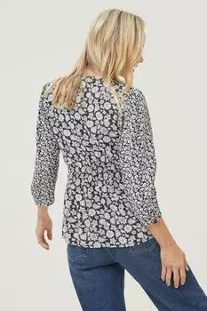 Блузка FatFace Frankie с весенним узором Fat Face, черный