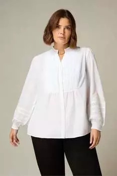 Блузка фигурного силуэта со складками Live Unlimited, белый