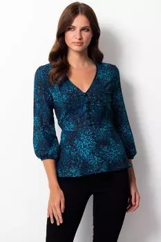 Блузка Fit & Flare с анималистичными принтами Sosandar, синий