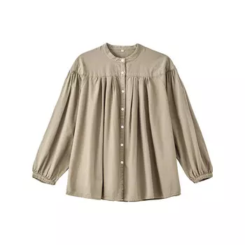 Блузка фланелевая Muji с гофрированными сборками, серо-коричневый