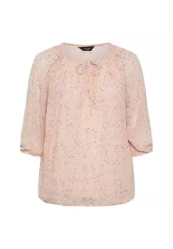 Блузка Floral Print Tie Neck Yours Clothing, розовая