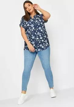 Блузка FLORAL Yours Clothing, цвет blue