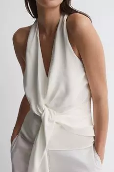 Блузка Freda с завязкой без спинки Reiss, белый