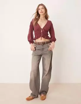 Блузка Free People из джерси с завязками спереди из красной коры