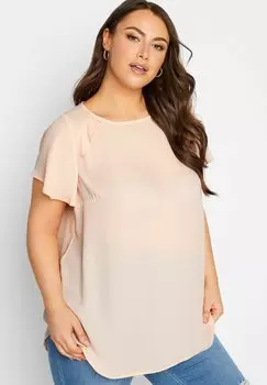 Блузка Frill Short Sleeve Yours Clothing, розовый