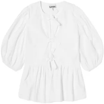 Блузка Ganni Cotton Poplin Peplum, белый