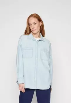 Блузка GAP THE BIG SHIRT BLEACH CHAMBRAY, цвет light indigo