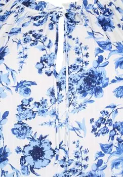 Блузка Geblmte Mit Halblangen rmeln Zizzi, белый большой цветок