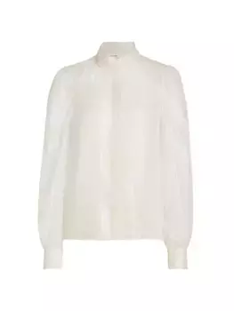 Блузка Gillian из смесового шелка с длинными рукавами Frame, цвет silver