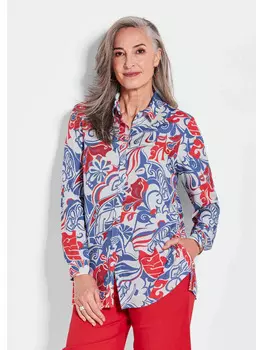 Блузка GOLDNER, цвет rot/blau/gemustert