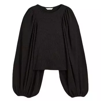 Блузка H&amp;M Balloon-sleeved Jersey, черный