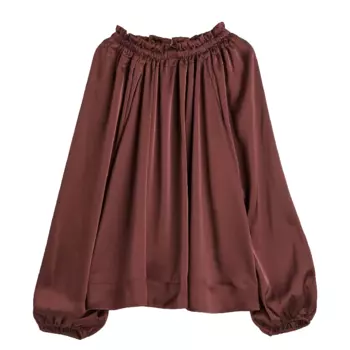 Блузка H&amp;M Balloon-sleeved, темно-коричневый