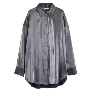 Блузка H&amp;M Oversized, серебряный