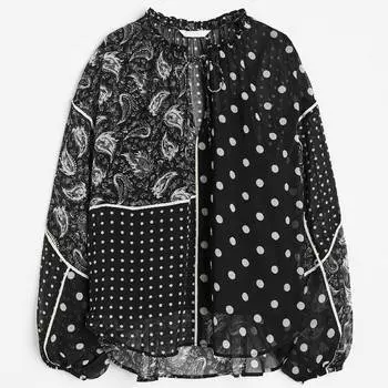Блузка H&amp;M Patterned Chiffon, черный