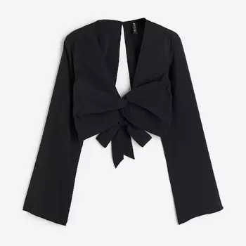 Блузка H&M Knot-detail Modal-blend, черный