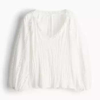 Блузка H&M Lace-detail, белый