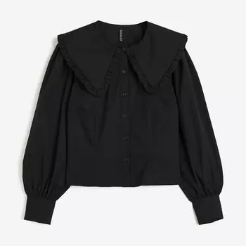 Блузка H&M Poplin With Collar, черный