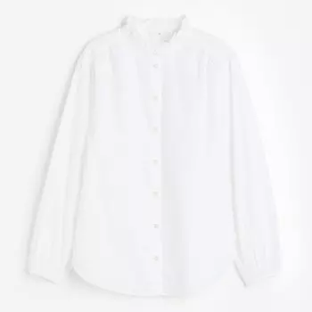 Блузка H&M Ruffle-trimmed Cotton, белый