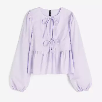 Блузка H&M Tie-detail Peplum, сиреневый