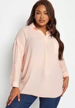 Блузка Half Placket Collared Yours Clothing, розовый