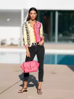 Блузка Heine с принтом, черный