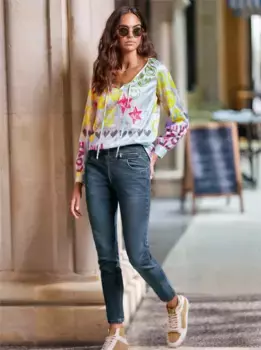 Блузка Heine с принтом, цвет Ecru-Limone-Bedruckt