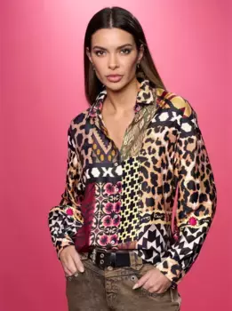 Блузка Heine с принтом Rick Cardona By Heine, бордовый