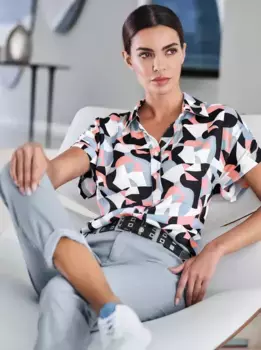 Блузка Heine с принтом, синий