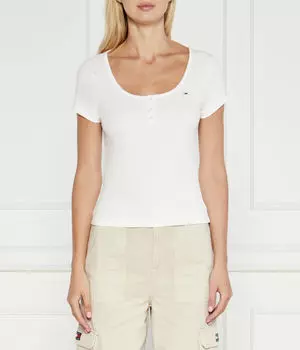 Блузка Хенли Slim fit Tommy Jeans, белый