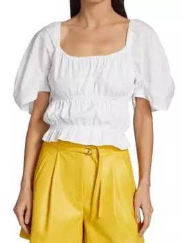 Блузка Хлопковая Derek Lam 10 Crosby Elora с пышными рукавами, белый
