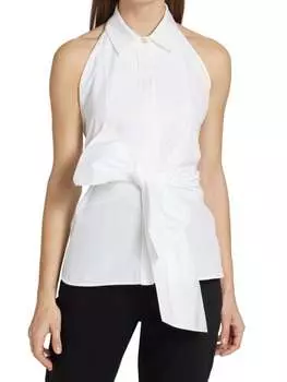 Блузка Хлопковая Max Mara Rupia с лямкой на шее, белый