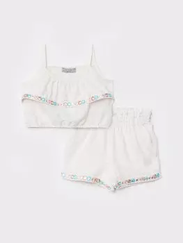 Блузка и шорты для девочек с квадратным воротником и вышивкой Little Star