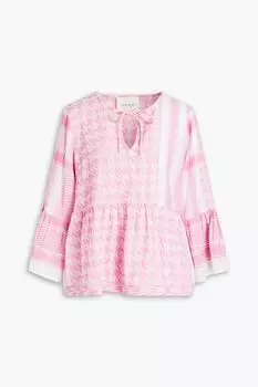 Блузка Iben со сборками из хлопка и жаккарда. SUMMERY COPENHAGEN, розовый
