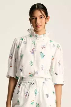 Блузка Iris с вышивкой Joules, белый