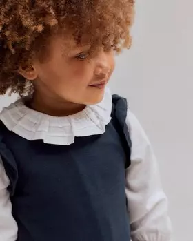 Блузка из 100% хлопка для девочки с рюшами на воротнике Zippy, белый