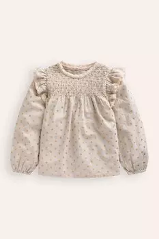 Блузка из 100% хлопка с оборками Boden, бежевый