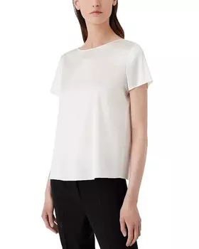 Блузка из эластичного шелка с короткими рукавами Emporio Armani, слоновая кость/кремовый