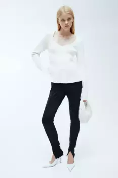 Блузка из эластичного трикотажа H&M, белый