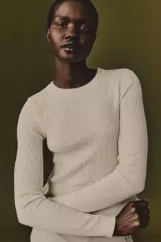 Блузка из эластичного трикотажа H&M, бежевый