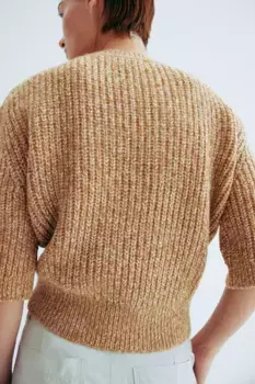 Блузка из эластичного трикотажа H&M, бежевый