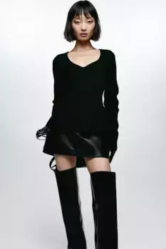 Блузка из эластичного трикотажа H&M, черный