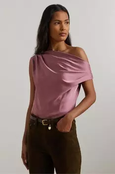 Блузка из атласного шармеза с открытыми плечами Lauren Ralph Lauren, розовый