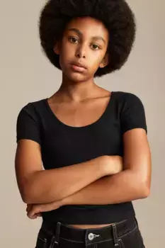 Блузка из ажурного трикотажа H&M, черный