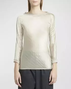 Блузка из блестящей вискозы с необработанными краями Giorgio Armani, цвет Gold