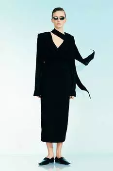 Блузка из драпированного шифона H&M, черный