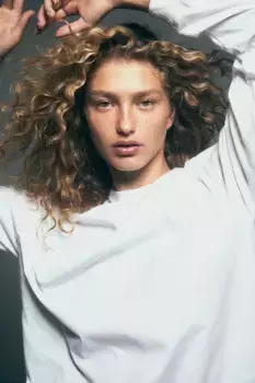 Блузка из джерси с длинными рукавами H&M, белый