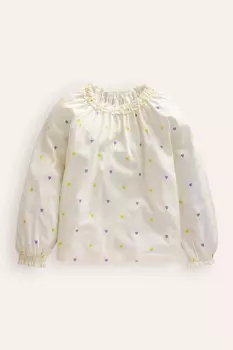 Блузка из джерси с сердечком и оборкой на шее Boden, бежевый