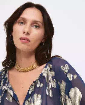 Блузка из фольги с длинными рукавами Tintoretto, синий