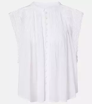 Блузка из хлопка с кружевной отделкой Grecia Marant Etoile, белый