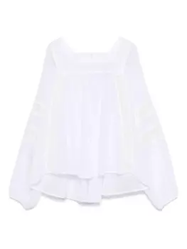 Блузка из хлопка с кружевными вставками PNK, белый